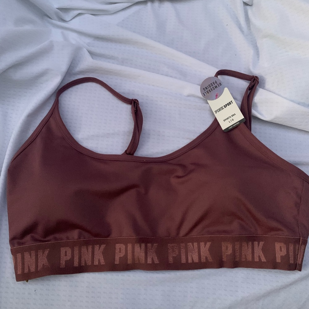 pink sport bra light support